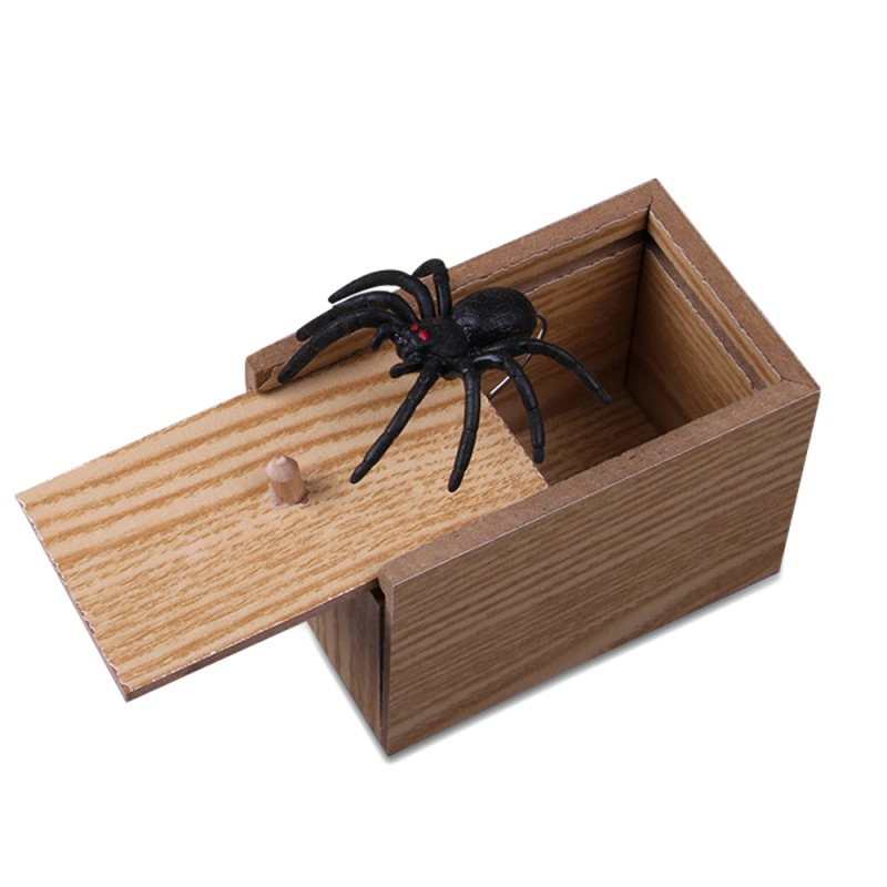 Wooden Prank Spider Scare Box Hidden in Case Trick Prop F0A9 Pla Toys Party G5C6 