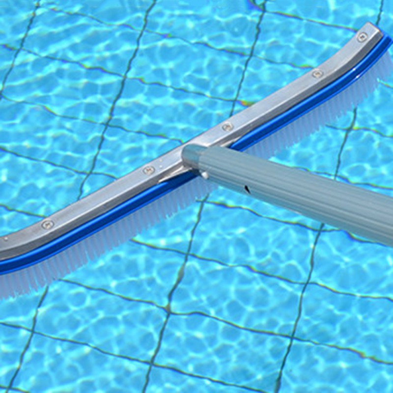 18" In/Above Ground Swimming Pool Curved Wall Floor Brush w/Aluminum Handle 