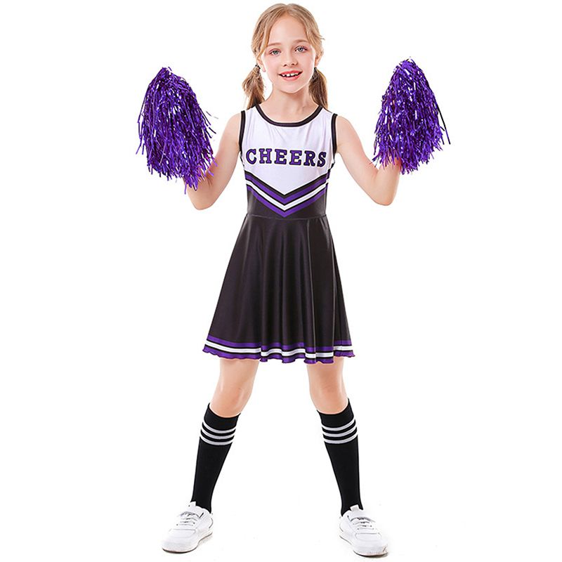 Child Cheerleader Costume School Girl Outfits Fancy Dress Cheer Leader ...