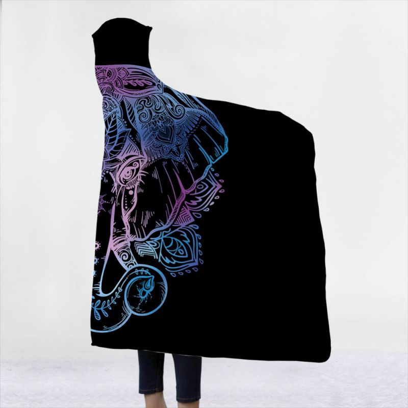 3D Printing Throw Wrap Plush Hooded Blanket Wearable Cloak Hoodie Cape Cap Hood