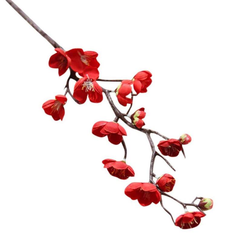 Chic Artificial Cherry Spring Plum Peach Blossom Branch Silk Flower Tree Decor 